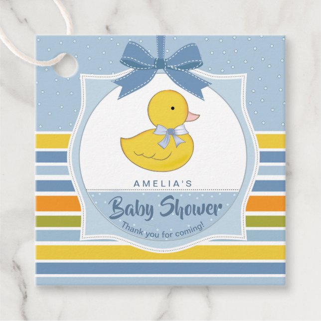 Rubber Duck Baby Shower Blue ID641 Favor Tags (Front)