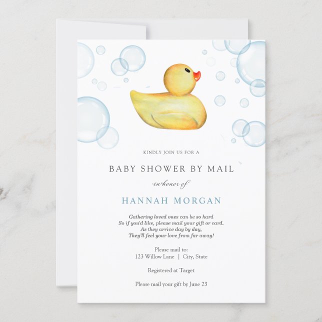 Rubber Duck Baby Shower by Mail invitation (Front)