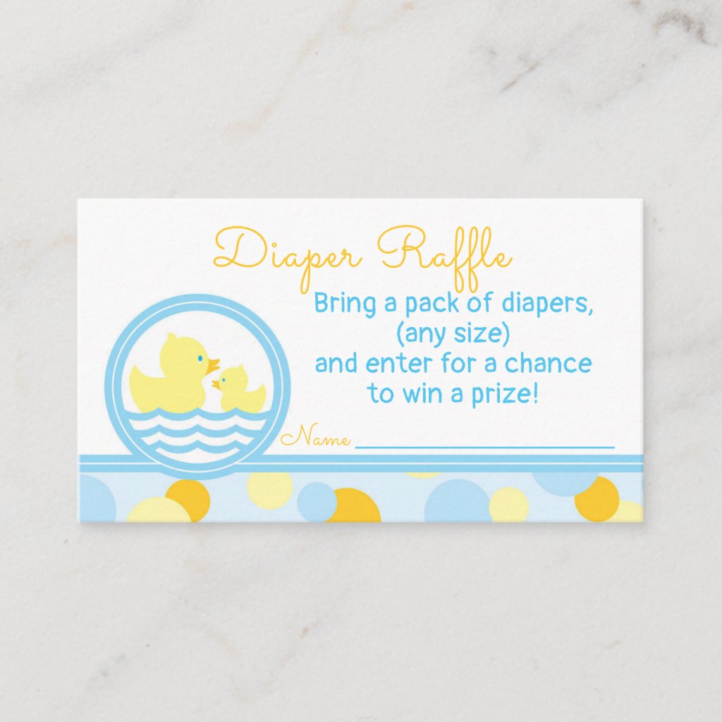 Rubber Duck Baby Shower Diaper Raffle Ticket Enclosure Card