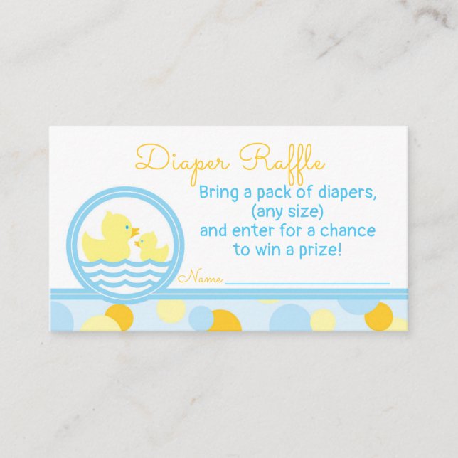 Rubber Duck Baby Shower Diaper Raffle Ticket Enclosure Card (Front)