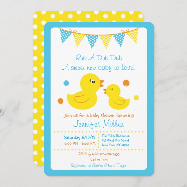 Rubber Duck Baby Shower Die Cut Invitation (Front/Back)