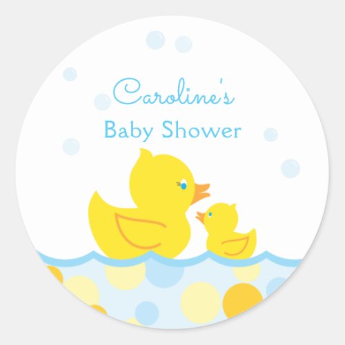 Rubber Duck Baby Shower Favors Classic Round Sticker