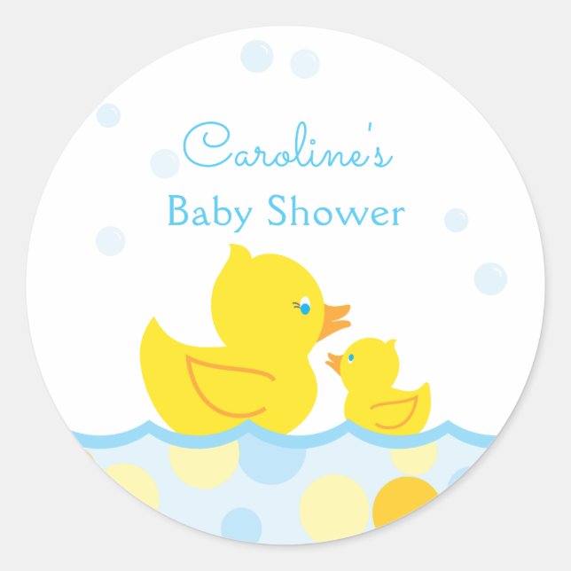 Rubber Duck Baby Shower Favors Classic Round Sticker (Front)