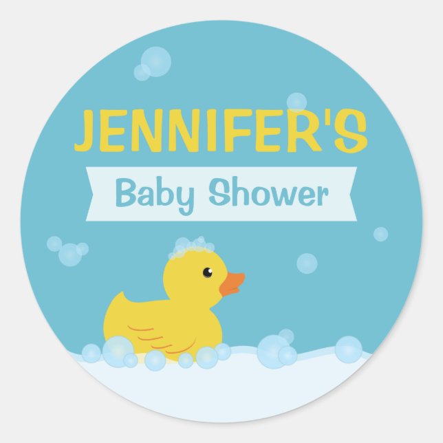 Rubber Duck Baby Shower Gender Neutral Classic Round Sticker (Front)