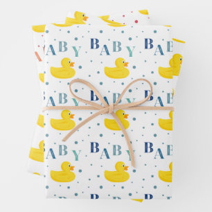 Rubber Duck Baby Shower Gift Wrapping Paper Sheets