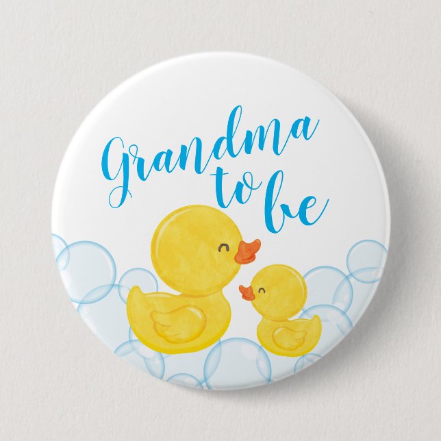Rubber Duck Baby Shower Grandma to be Button (Front)
