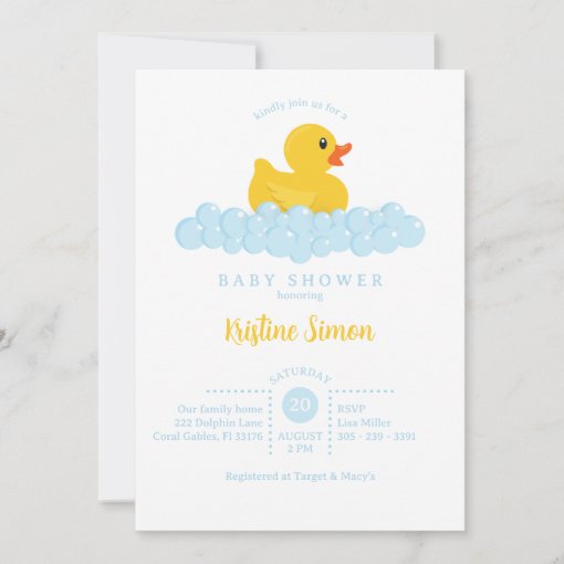 Rubber Duck Baby Shower Invitation | Zazzle