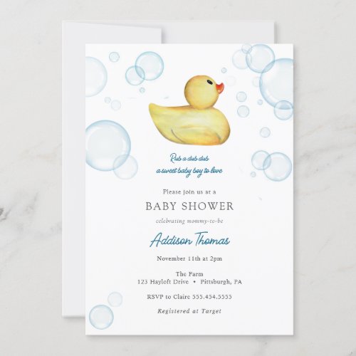 Rubber Duck Baby Shower invitation