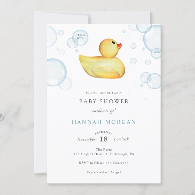 Rubber Duck Baby Shower invitation (Front)