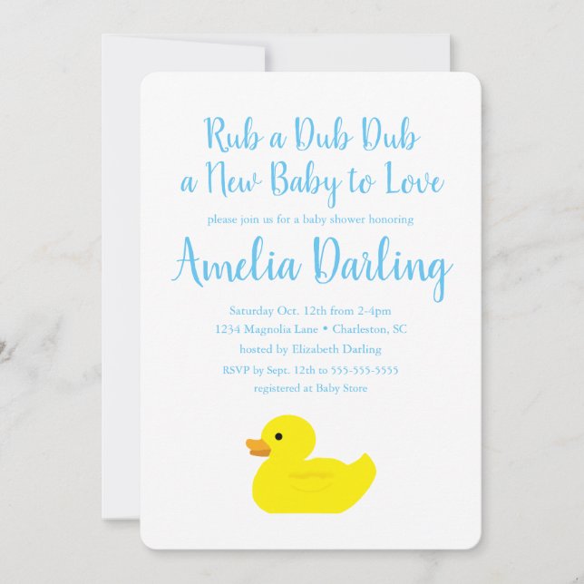Rubber Duck Baby Shower Invitation (Front)