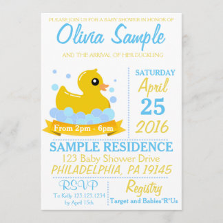 Rubber Duck Baby Shower Invitation