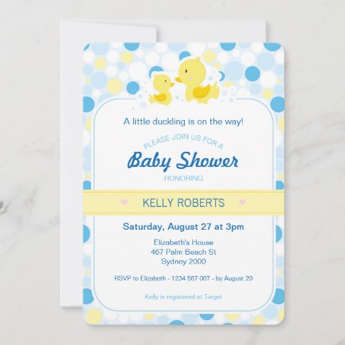 Rubber Duck Baby Shower Invitation