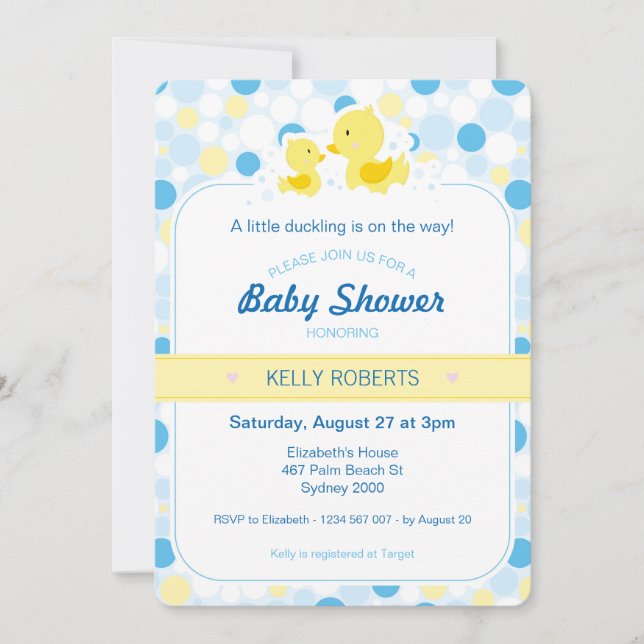 Rubber Duck Baby Shower Invitation (Front)