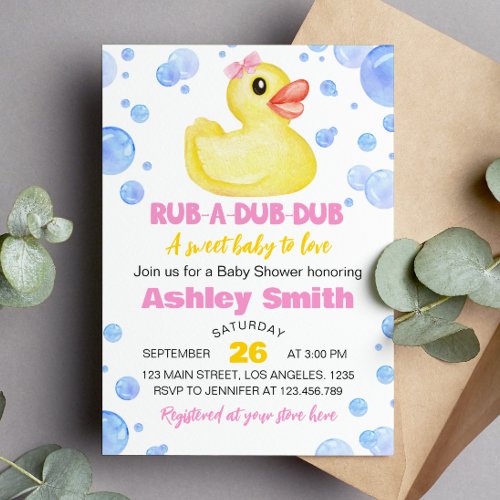 Rubber Duck Baby Shower Invitation