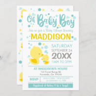 Rubber Duck Baby Shower Invitation Ducky Boy