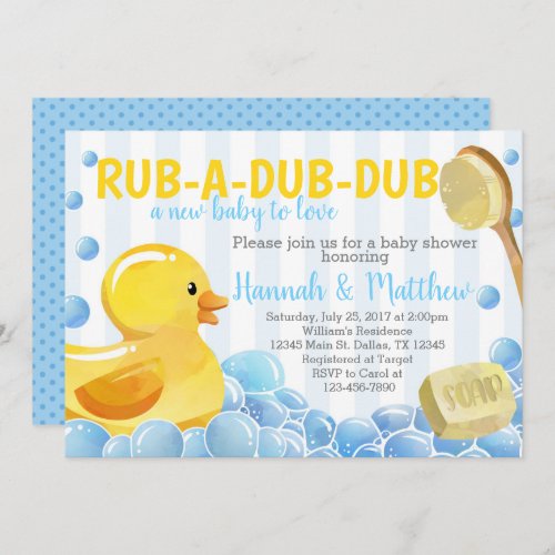 Rubber Duck Baby Shower Invitation Invite