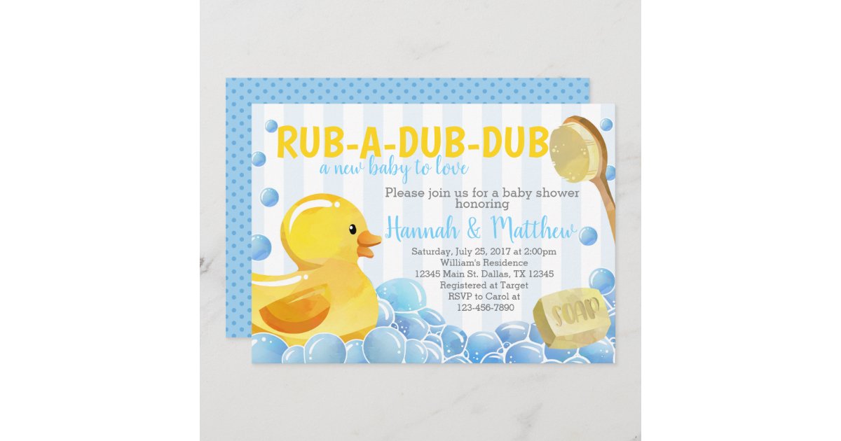 Rubber Duck Baby Shower Invitation Invite | Zazzle