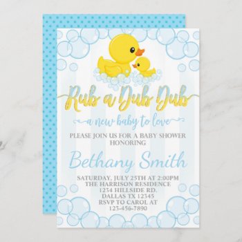 Rubber Duck Baby Shower Invitation Invite by PerfectPrintableCo at Zazzle