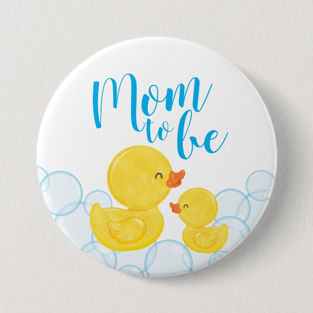 Rubber Duck Baby Shower Mom to be Button (Front)