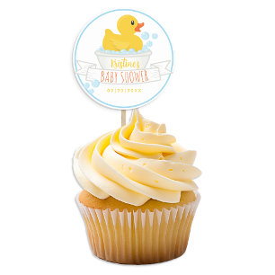 Rubber Duck Baby Shower Sticker Blue Bubble Bath