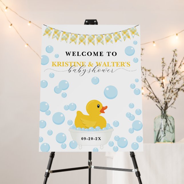 Rubber Duck Baby Shower Welcome Sign – Yellow Duck (In Situ (Stand))