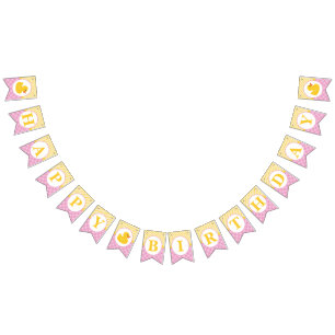 Rubber Duck Birthday Banner   Pink and Yellow Duck