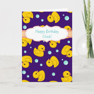 Rubber Duck birthday card - cute duckies pattern