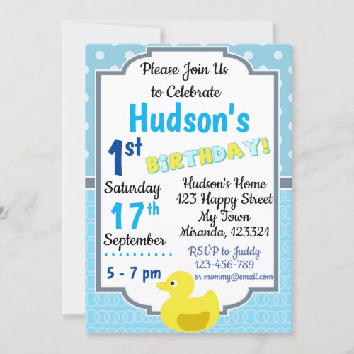 Rubber Duck Birthday Invitation