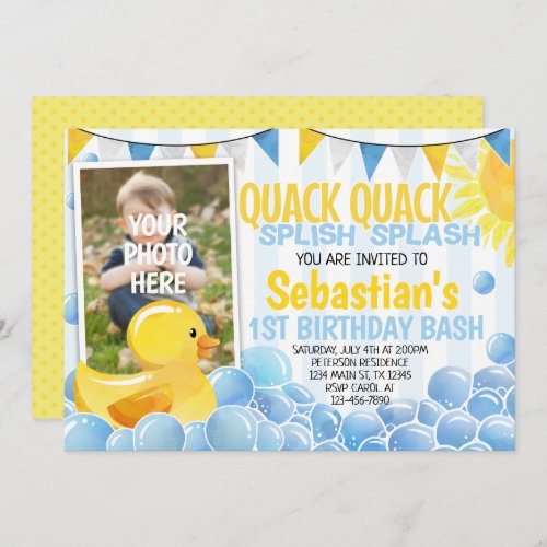 Rubber Duck Birthday Party Invitation Invite