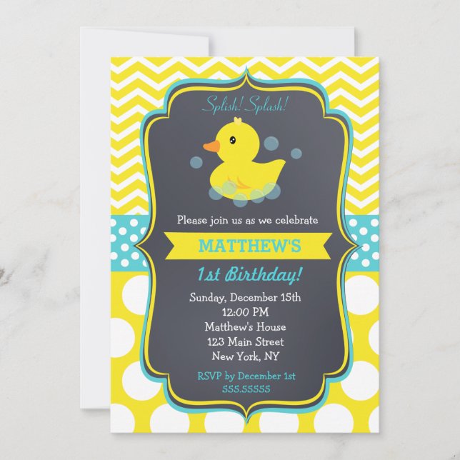 Rubber Duck Birthday Party Invitations (Front)