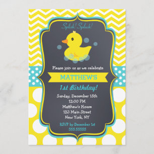 Rubber Duck Birthday Party Invitations