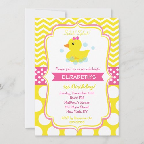 Rubber Duck Birthday Party Invitations