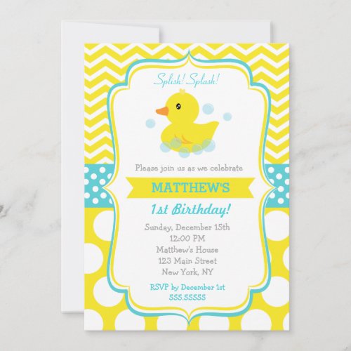 Rubber Duck Birthday Party Invitations