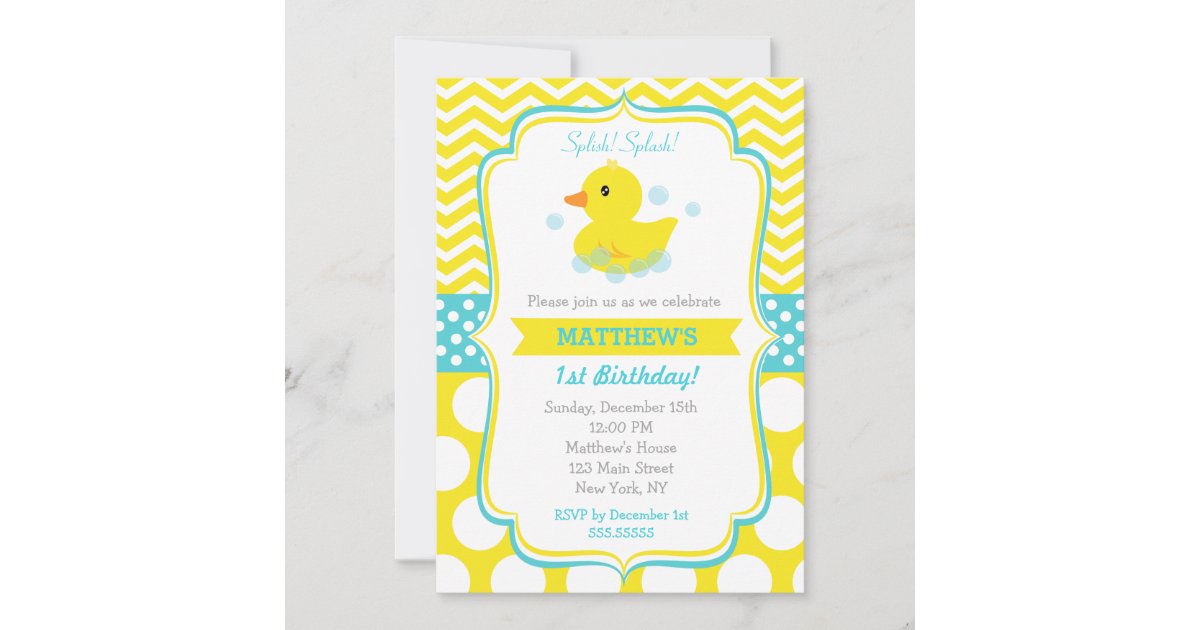 Rubber Duck Birthday Party Invitations | Zazzle