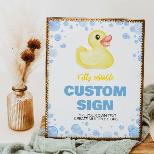Rubber Duck Birthday Party Table Sign