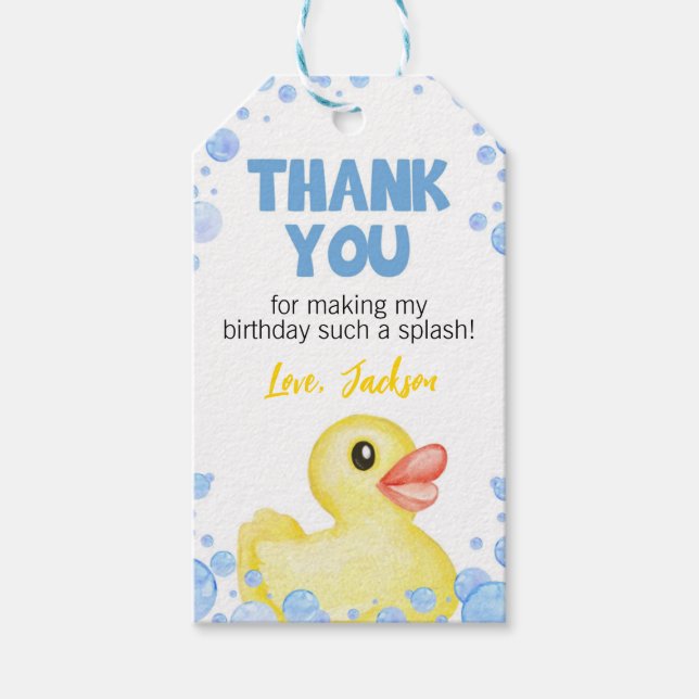 Rubber Duck Birthday Thank You Tag (Front)