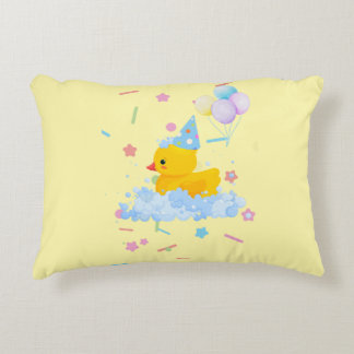 Rubber Duck Birthday with Bubbles and Confetti Accent Pillow