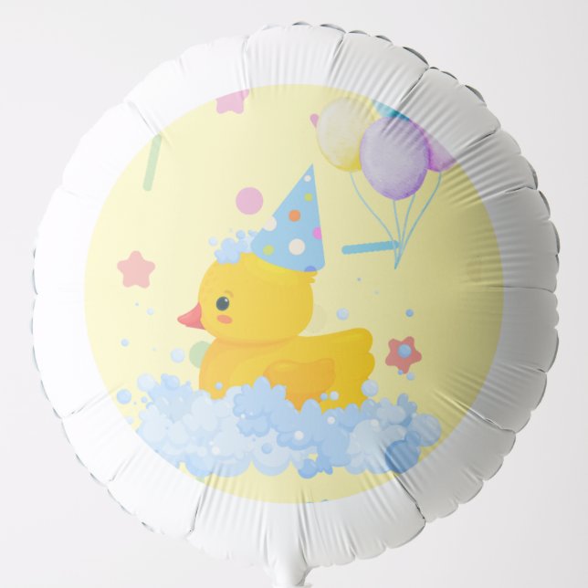 Rubber Duck Birthday with Bubbles and Confetti Balloon (Front)