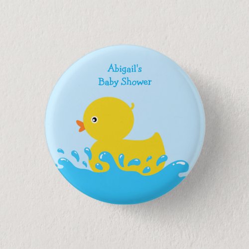 Rubber Duck Blue Baby Boy Shower Button