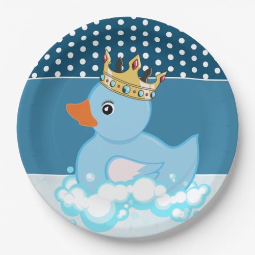 Rubber Duck Blue Birthday Party Paper Plate