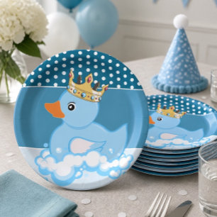 Rubber Duck (Blue) Birthday Party Paper Plate
