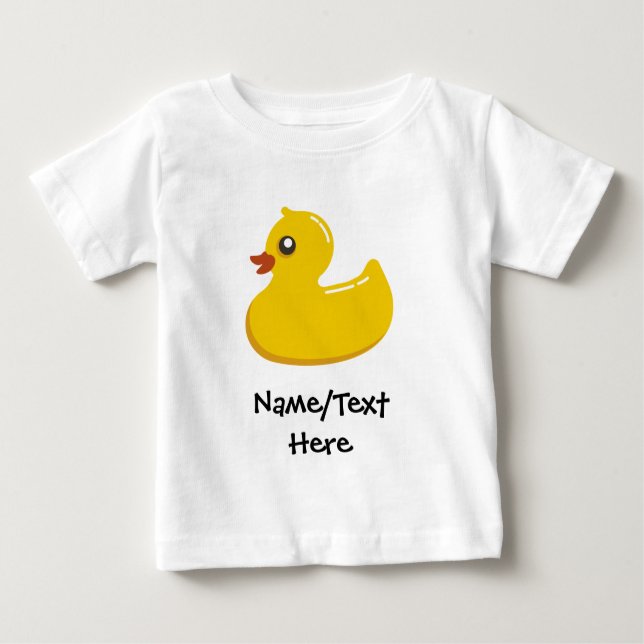 Rubber Duck Blue Bubbles Personalized Kids Baby T-Shirt (Front)