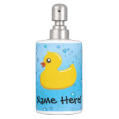 Rubber Duck Blue Bubbles Personalized Kids Bath Set (Front)