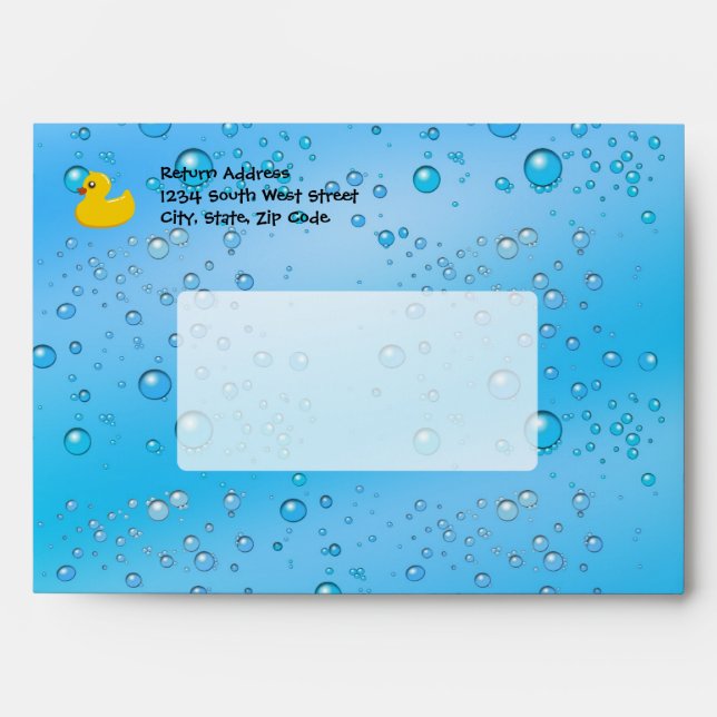 Rubber Duck Blue Bubbles Personalized Kids Envelope (Front)