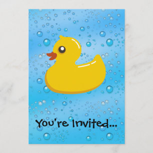 Rubber Duck Blue Bubbles Personalized Kids Invitation
