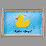 Rubber Duck Blue Bubbles Personalized Kids Serving Tray