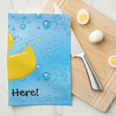 Rubber Duck Blue Bubbles Personalized Kids Towel (Quarter Fold)