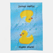Rubber Duck Blue Bubbles Personalized Kids Towel (Vertical)