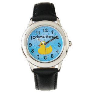 Rubber Duck Blue Bubbles Personalized Kids Watch