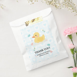 Rubber Duck Blue Hearts Baby Shower Favor Bag